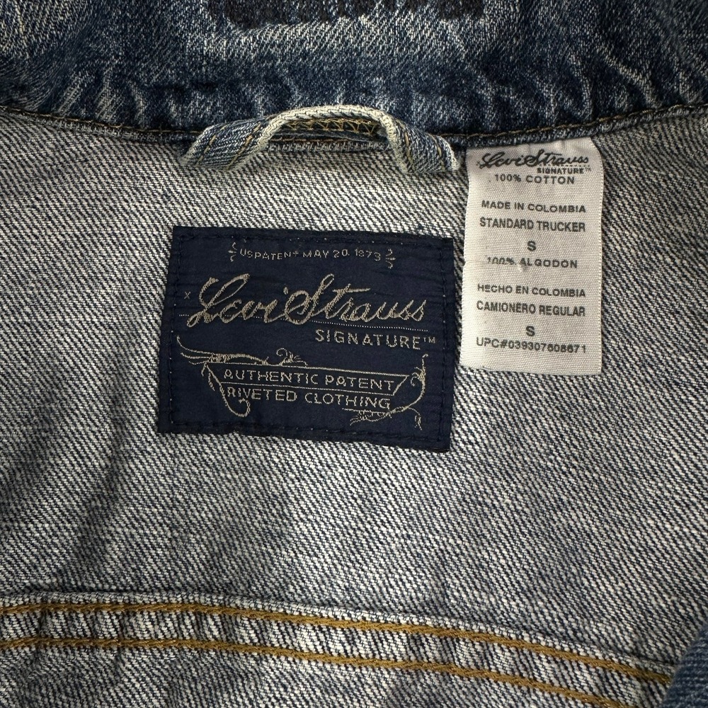Vintage Levi Strauss Signature Denim Trucker Jacket Sz S Gorpcore Workwear Indie - Picture 5 of 14